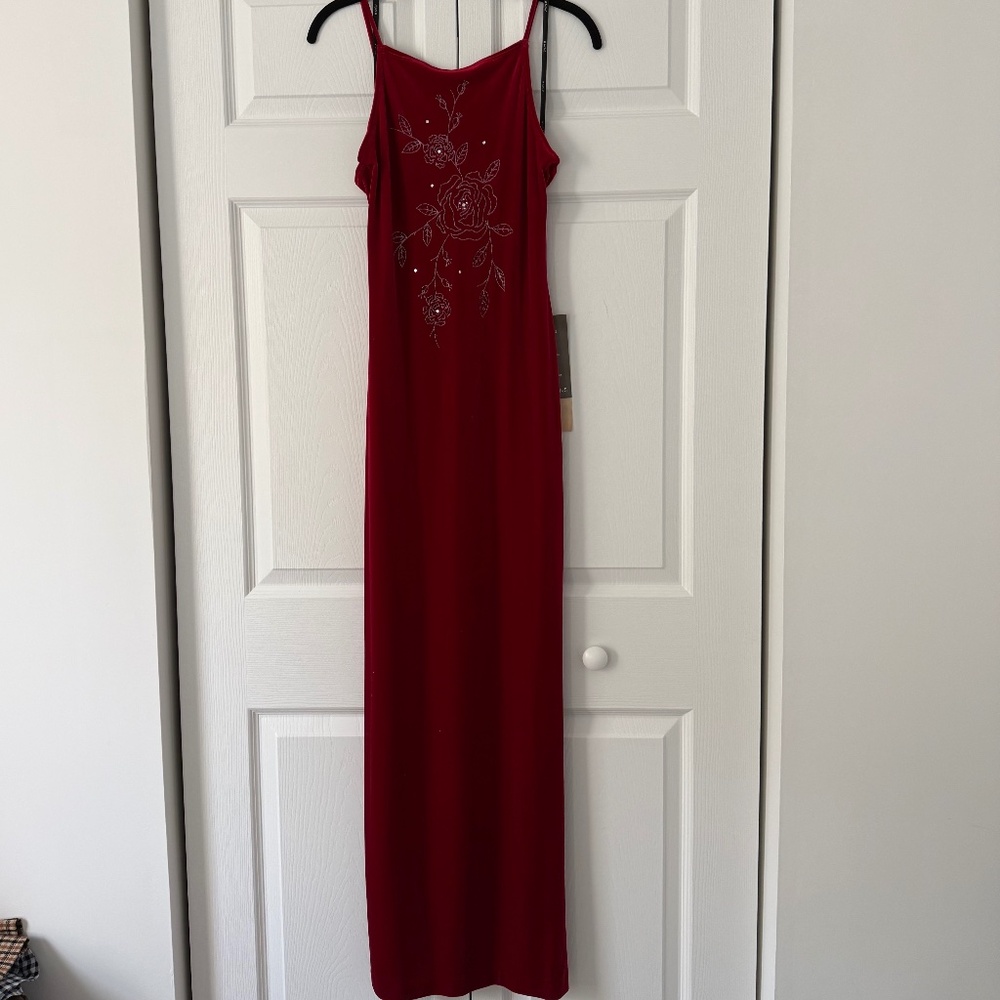 Red Velour Formal Dress